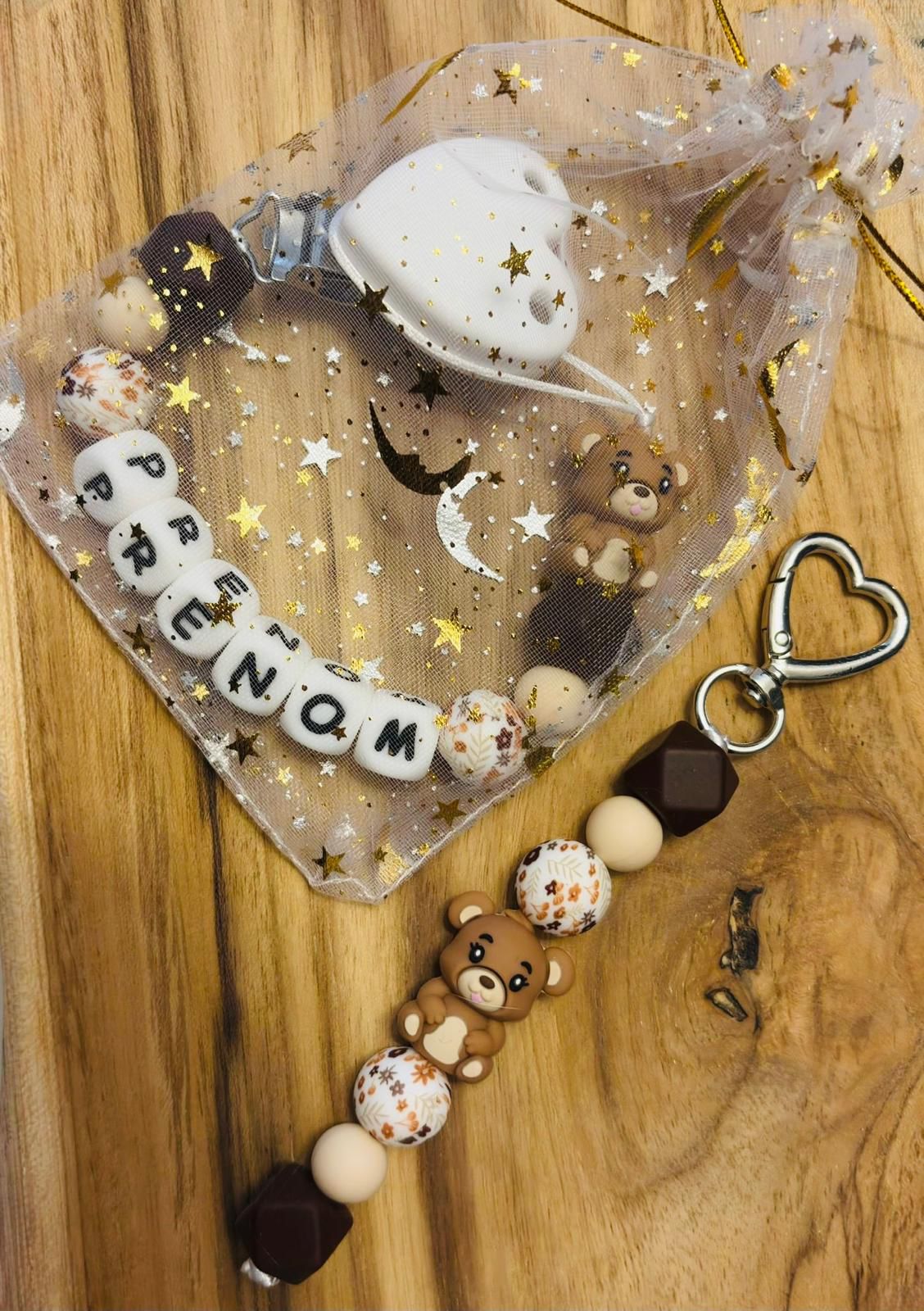 Duo attache tétine et porte clé